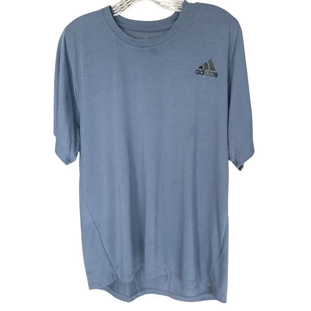 Adidas Mens Freelift Short Sleeve Crew Neck Shirt - Blue Size Large
